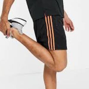 adidas Men's Black Shorts with Orange Stripes